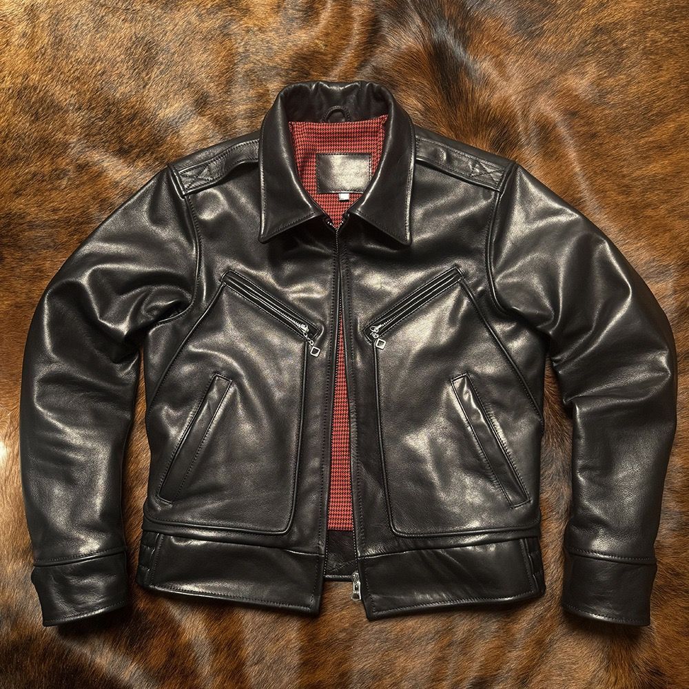 ♥ h 高品質 アメリカンヴィンテージ フルグレイン 本革 レザージャケット メカニック 修身 ショート丈 ビジネス メンズ