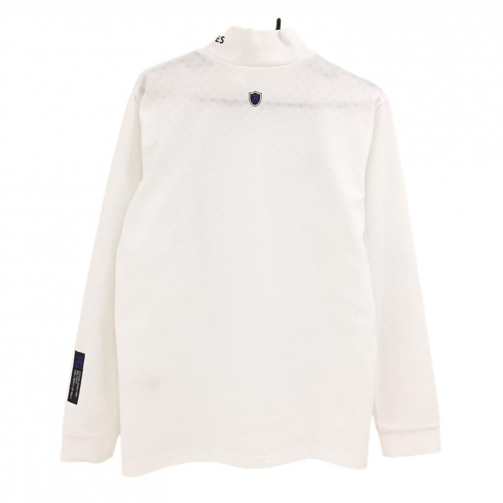 新品■19,800円【パーリーゲイツ】メンズ　長袖ハイネックウェア 6/LL 白 パーリーゲイツ 長袖ハイネックシャツ 白 地模様 ネックロゴ メンズ 6