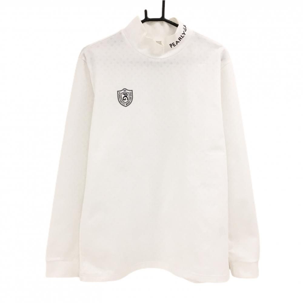 パーリーゲイツ 長袖ハイネックシャツ 白 地模様 ネックロゴ メンズ 6