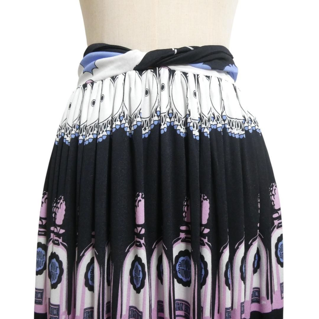 新品同様 PATOU パトゥ サイズ36 レーヨン 総柄 ウエストゴム 膝丈