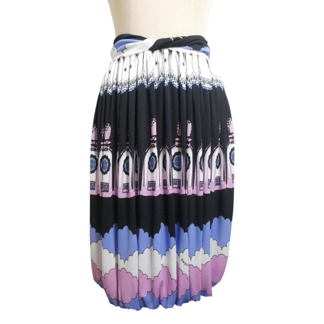 新品同様 PATOU パトゥ サイズ36 レーヨン 総柄 ウエストゴム 膝丈