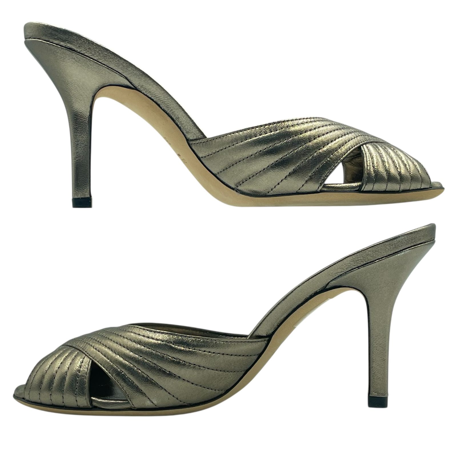 グッチサンダル　超美品 未使用品 GUCCI グッチ サンダル 靴 レザー シルバー グレー サイズ