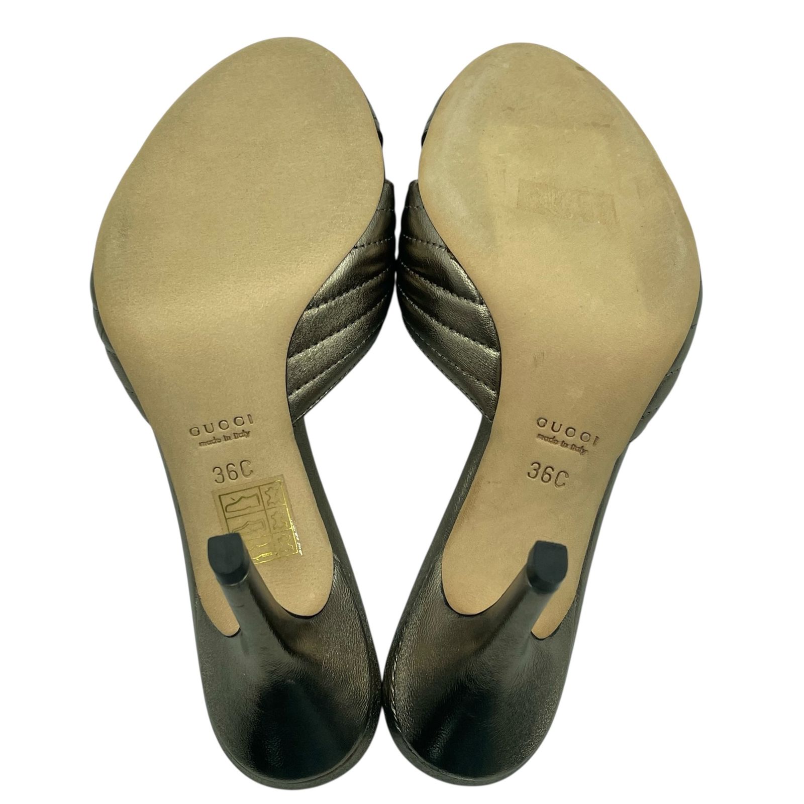 未使用品 GUCCI グッチ サンダル 靴 レザー シルバー グレー サイズ