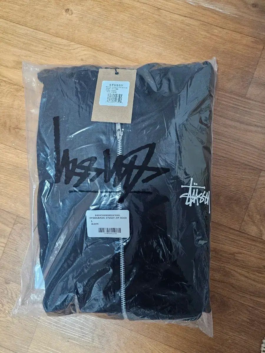 STUSSY ベーシック ジップアップ フーディー ブラック L