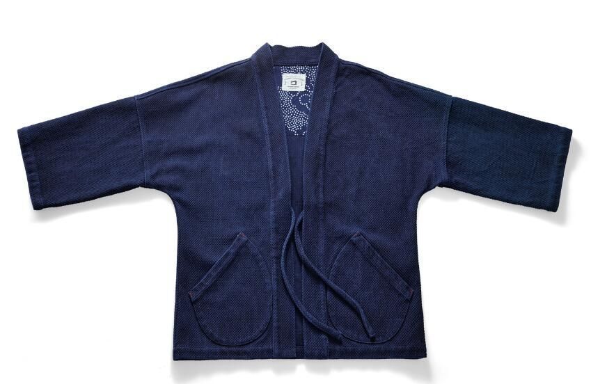 天然藍 インディゴ カバーオール 日本製生地 刺し子 13oz 半纏 褞袍