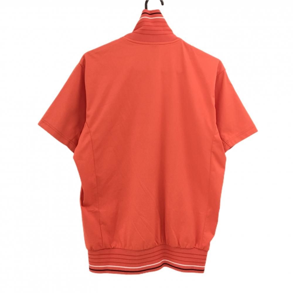 美品】デサント 半袖ジャケット オレンジ×白 ロゴプリント メンズ L
