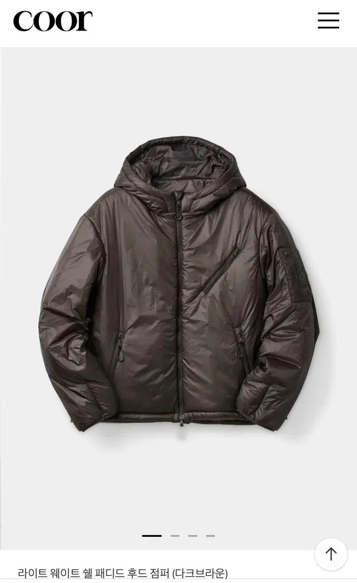 クアー ライトウェイト シェル パデッド フード アウター ダークブラウン L