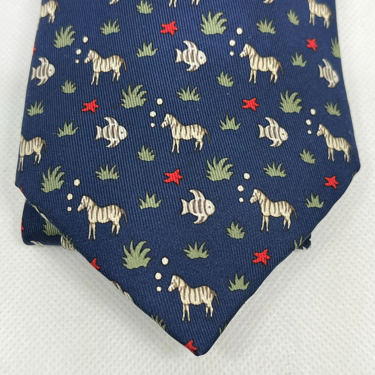 HERMES エルメス ネクタイ シルク100％ 熱帯魚 シマウマ