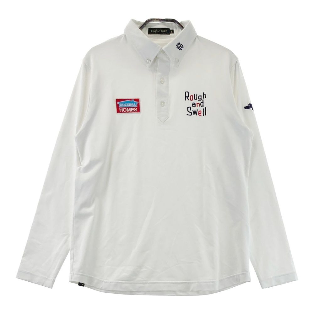 サイズ S ROUGH SWELL ラフアンドスウェル ボタンダウン 長袖ポロシャツ ホワイト系 ゴルフウェア メンズ ストスト
