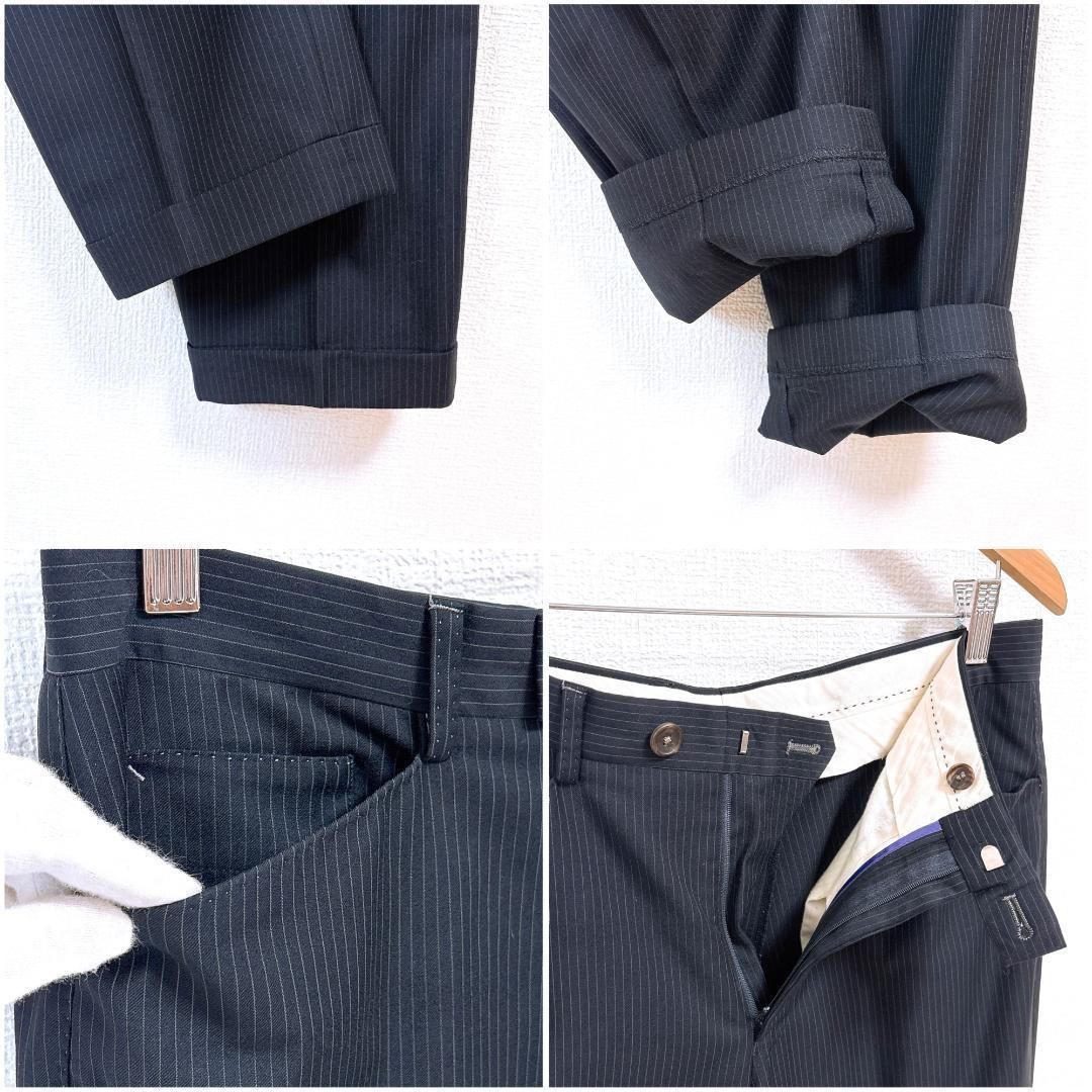 ポールスミス スーツ ストライプ 花柄裏地 セットアップ グレー M Paul