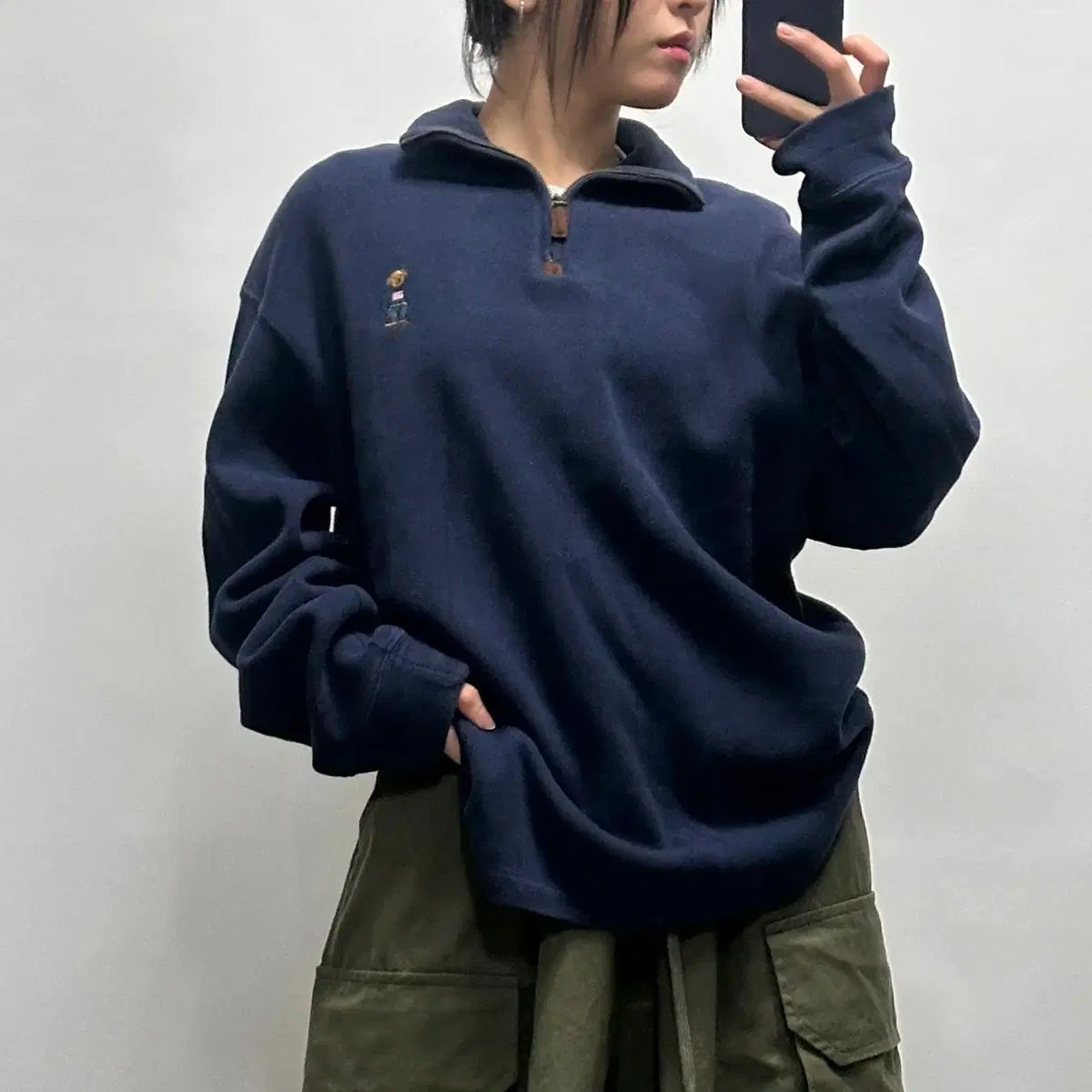 ポロ ラルフローレン ベア ハーフジップ ニット ネイビー L 021505