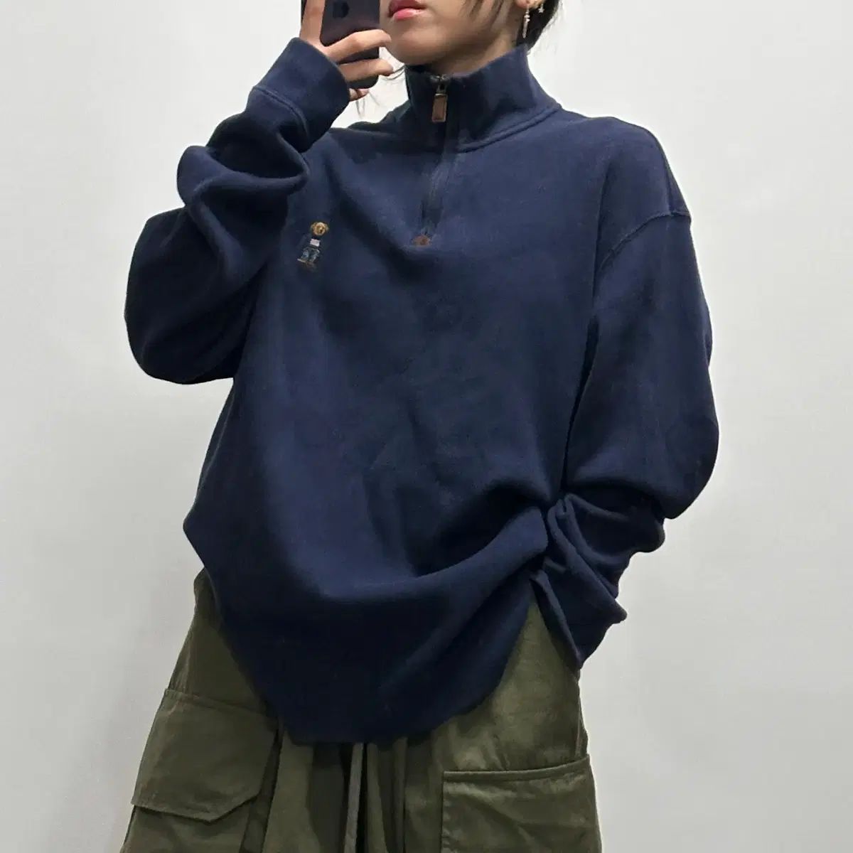 ポロ ラルフローレン ベア ハーフジップ ニット ネイビー L 021505