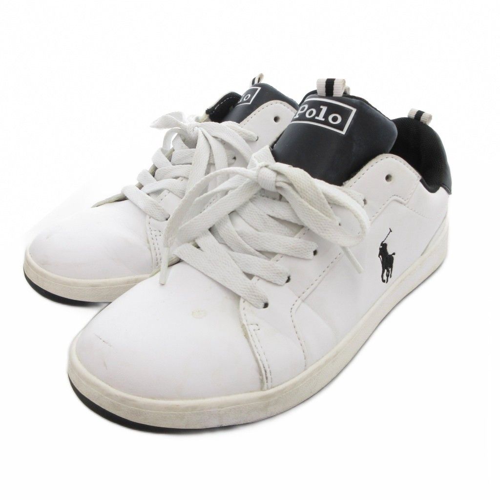 ポロ ラルフローレン POLO RALPH LAUREN スニーカー 25 cm シューズ ローカット 刺繍 白 ホワイト 黒 ブラック |AE GY 50