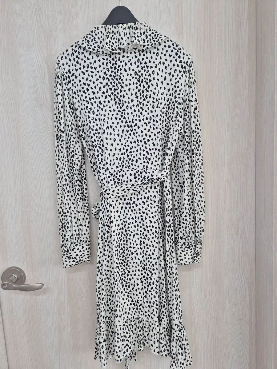  マージュ パータン生地 ラッフル ラップワンピース 長袖 七分袖 ひざ丈ワンピース