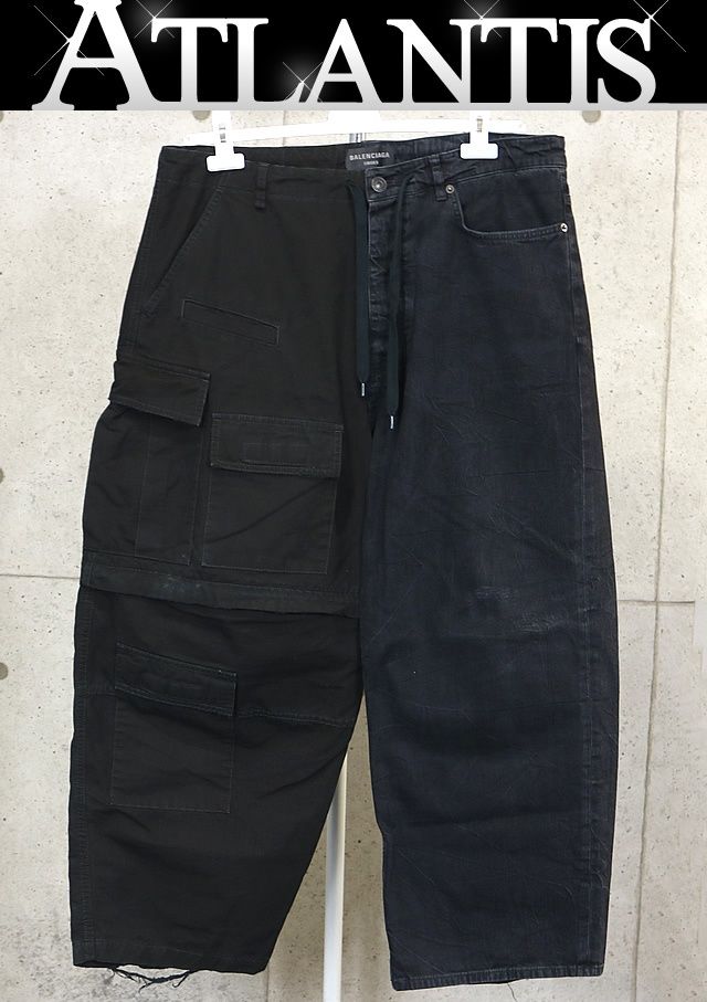 バレンシアガ 2025 アシンメトリー デニム パンツ メンズ size XS 黒 101490