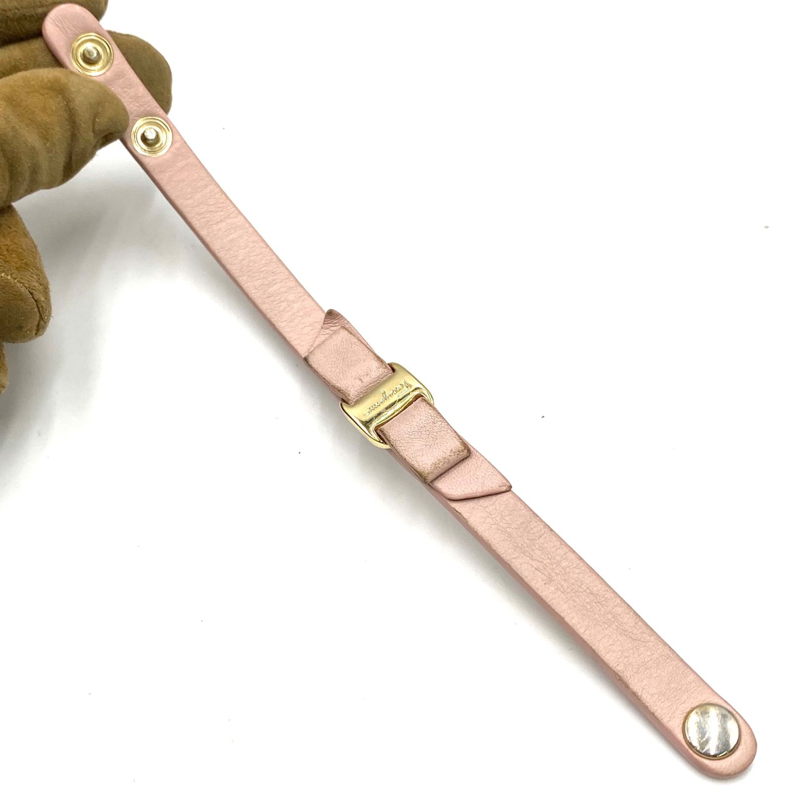 Ferragamo フェラガモ バングル ブレスレット 腕飾り レザー ピンク系 