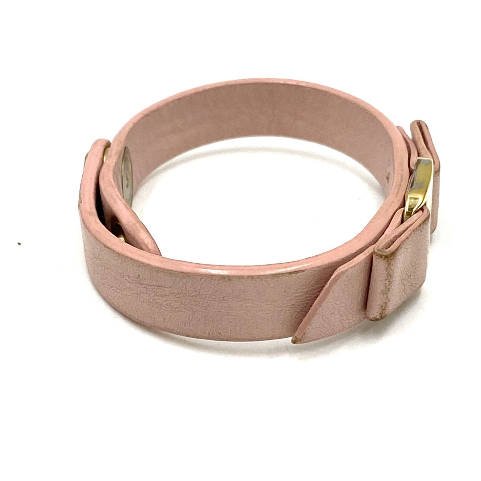 Ferragamo フェラガモ バングル ブレスレット 腕飾り レザー ピンク系 