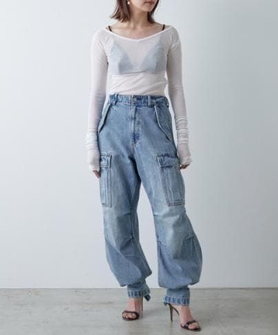 PEAS ガリャルダガランテ取扱い カーゴデニムパンツ サイズ0 ピーズ