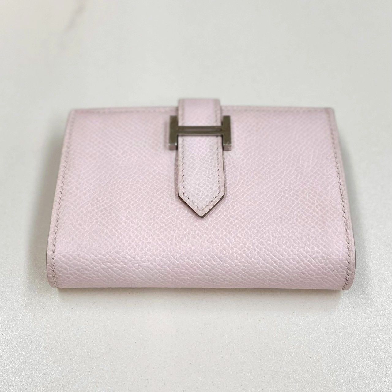 美品☆ エルメス ベアン ミニ エプソン モーヴペール 折り財布 B刻印 