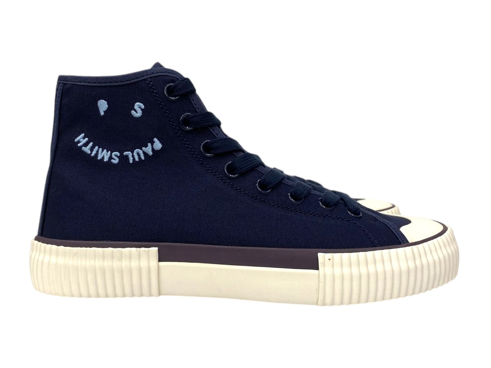 Paul Smith ポールスミス スマイル刺繍ロゴ ハイカット スニーカー キャンバス地 130 808 US 9 27 cm ネイビー メンズ 009