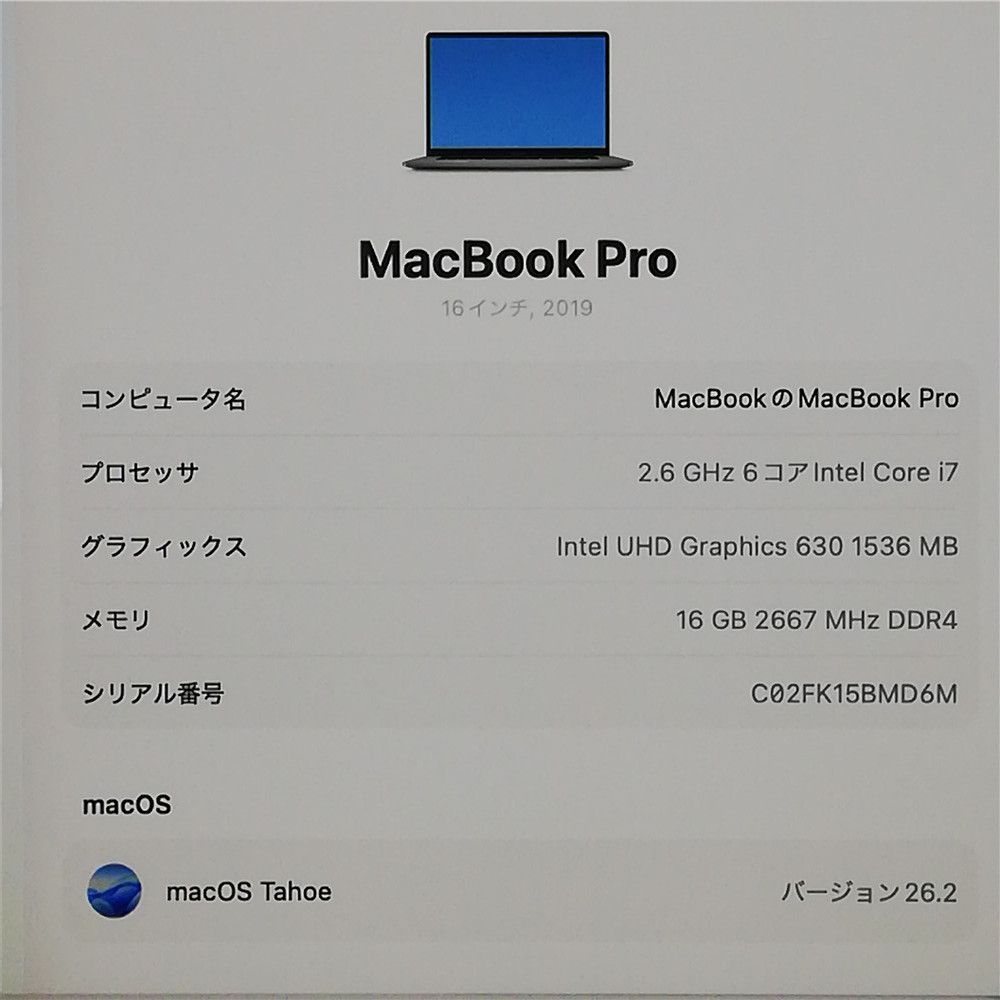 高性能 アップル Apple MacBook Pro 16 1 A 2141 スペースグレイ 第9世代 Core i 7 9750 H 2 6 GHz GB 高速SSD 無線Wi Fi MacOS 26