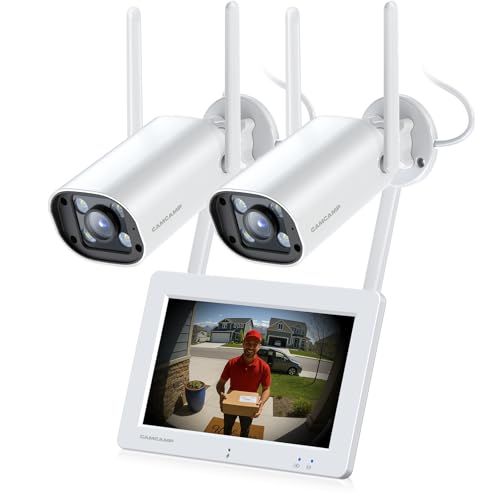 ワイヤレス防犯カメラ モニター付き 24時間録画 録画機能付き 7インチのタッチパネルモニター 防犯カメラ ワイヤレス 屋外 工事不要 スマホで できる 屋外家庭用 双方向通話 遠隔監視 投光威嚇 4台増設可 34332 be 4