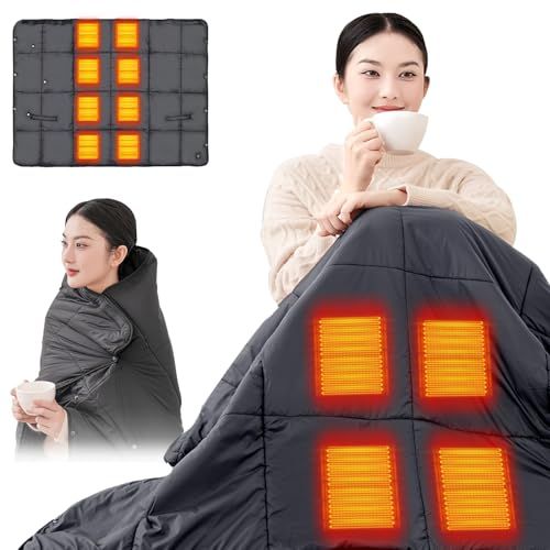 電気毛布 掛け敷き兼用 2025冬モデル 6 WAY使用 発熱 電熱肩掛け毛布 USB給電 電気ブランケット 速暖 膝掛け 温度調整 電熱 カーペット 腰巻き ヒーター内蔵 ダニ退治 男女兼用 ふわふわ 防寒 防風 着る毛布 保 12 c 0 db 75
