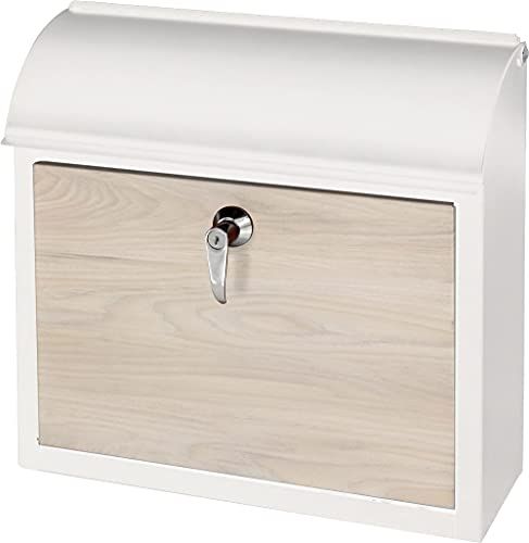 ヤマソロ 壁掛けポスト 壁掛け 郵便受け 木目 大容量 鍵付き 大型 角2 A4 サイズ対応 玄関 スチール 新生活 おしゃれ アルボ 73 791 ポスト単品 ホワイト ab6fc47f