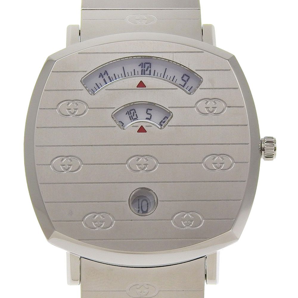 GUCCI グッチ グリップ 157 3 ステンレススチール クオーツ アナログ表示 メンズ 白文字盤 腕時計