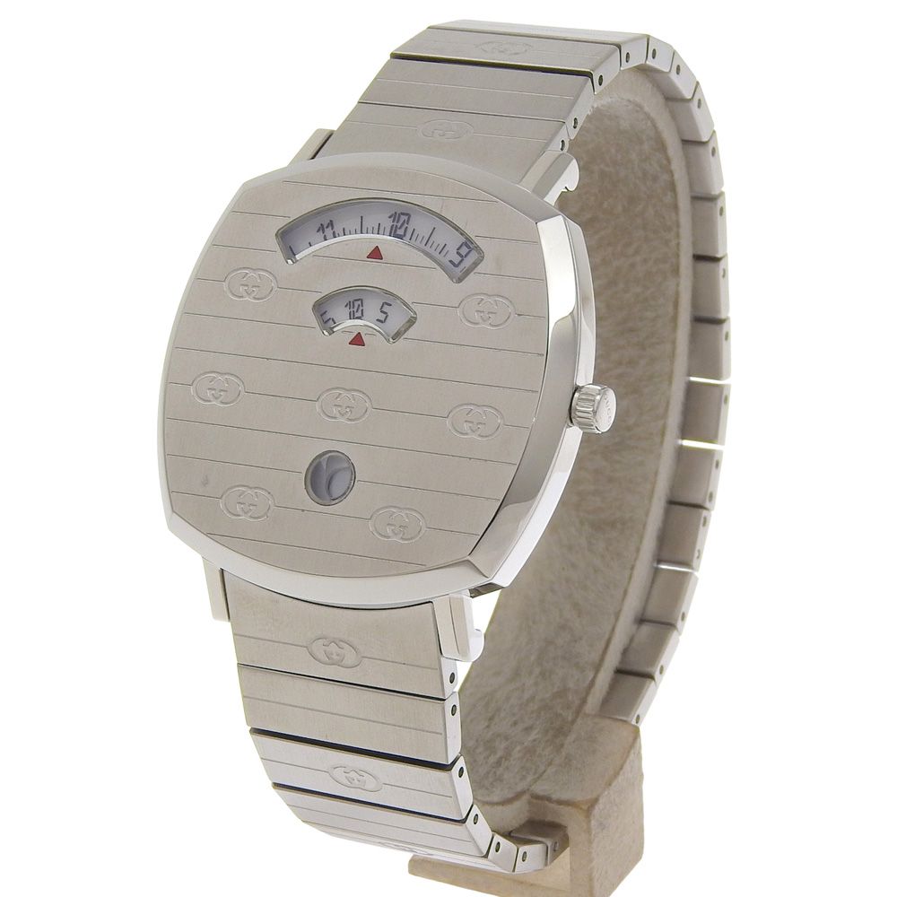 GUCCI グッチ グリップ 157 3 ステンレススチール クオーツ アナログ表示 メンズ 白文字盤 腕時計