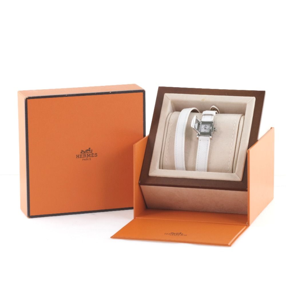 【HERMES】エルメス メドール・ロック トリプルトゥール ME2.112 ステンレススチール×レザー 白 C クオーツ アナログ表示 レディース 白文字盤 腕時計 HERMES】エルメス メドール・ロック トリプルトゥール ME2.112