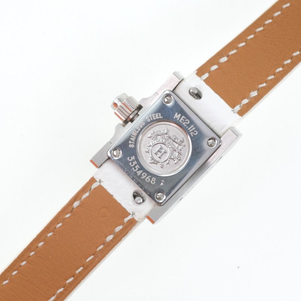 【HERMES】エルメス メドール・ロック トリプルトゥール ME2.112 ステンレススチール×レザー 白 C クオーツ アナログ表示 レディース 白文字盤 腕時計 HERMES】エルメス メドール・ロック トリプルトゥール ME2.112