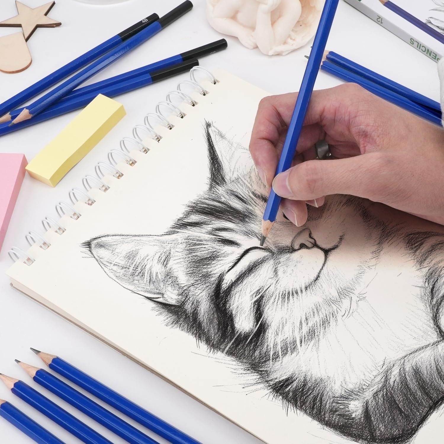 スケッチ鉛筆 12本セット - デッサン鉛筆 4H～8B プロ仕様 - 芸術家