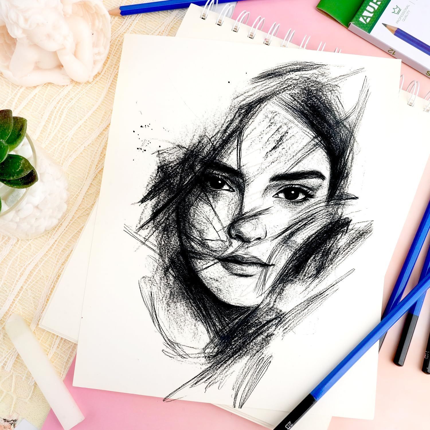 スケッチ鉛筆 12本セット - デッサン鉛筆 4H～8B プロ仕様 - 芸術家