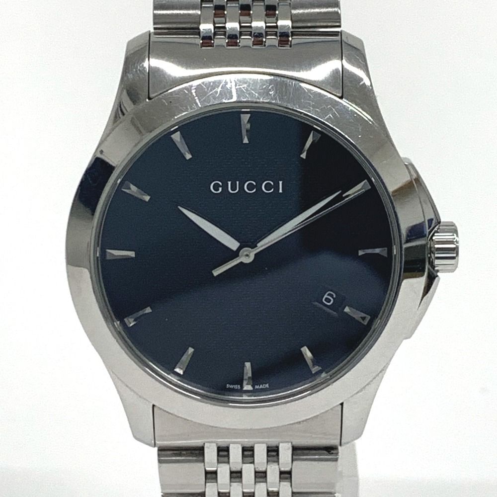 IT 58391 グッチ 腕時計 Gタイムレス 126 4 クォーツ ブラック文字盤 メンズ GUCCI