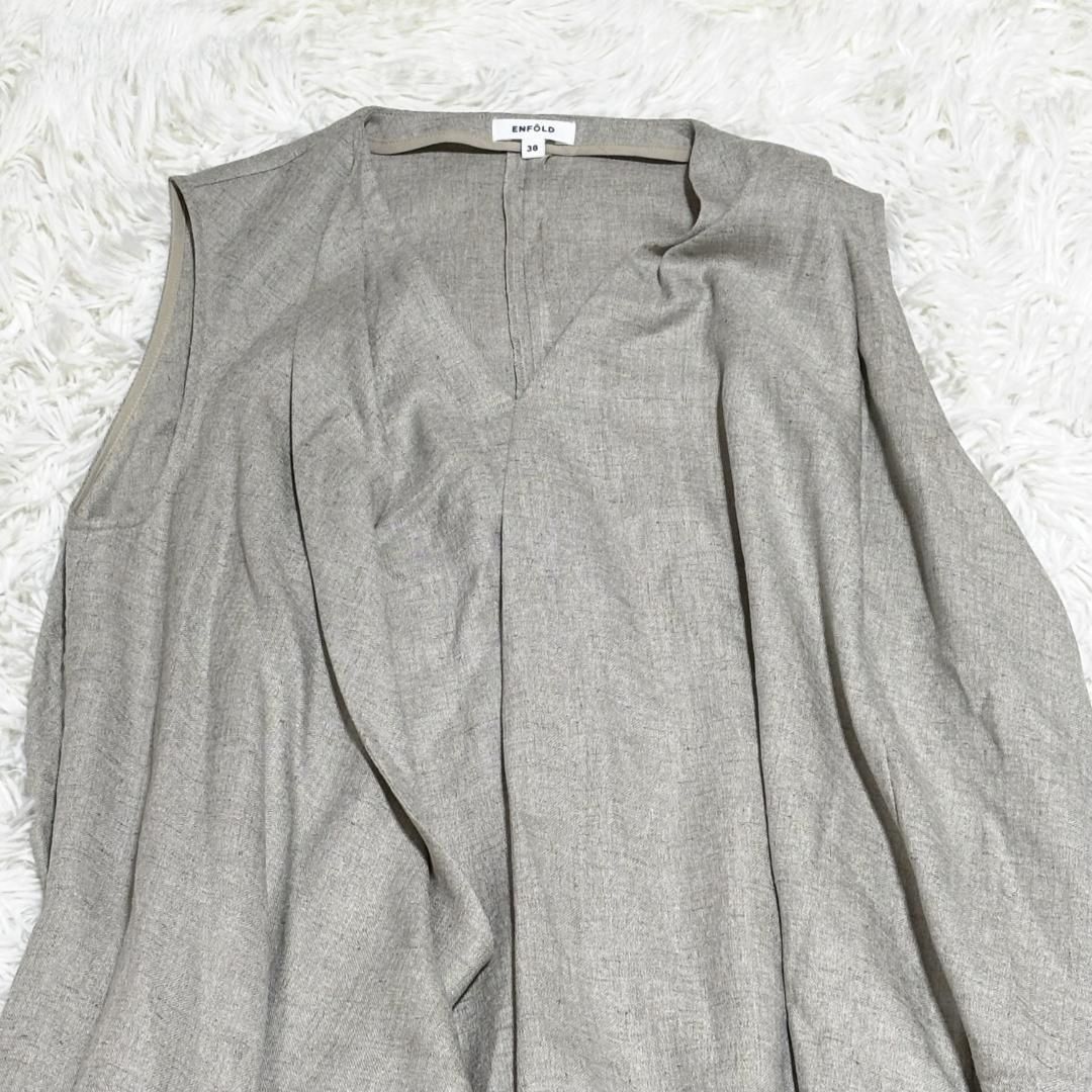 ENFOLD アシンメトリーイレギュラーヘムワンピースドレス 38 グレー