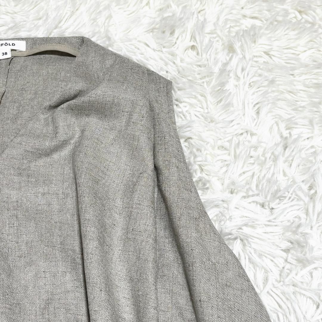  ENFOLD アシンメトリーイレギュラーヘムワンピースドレス 38 グレー 長袖 七分袖 その他