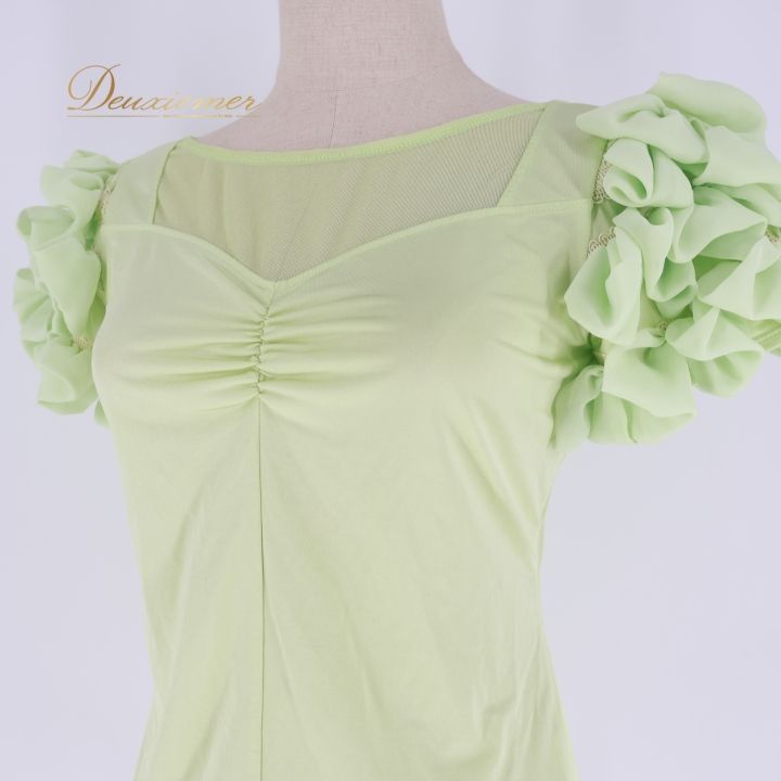 社交ダンス 衣装 トップス ブラウス グリーン系 チャコットロイヤル