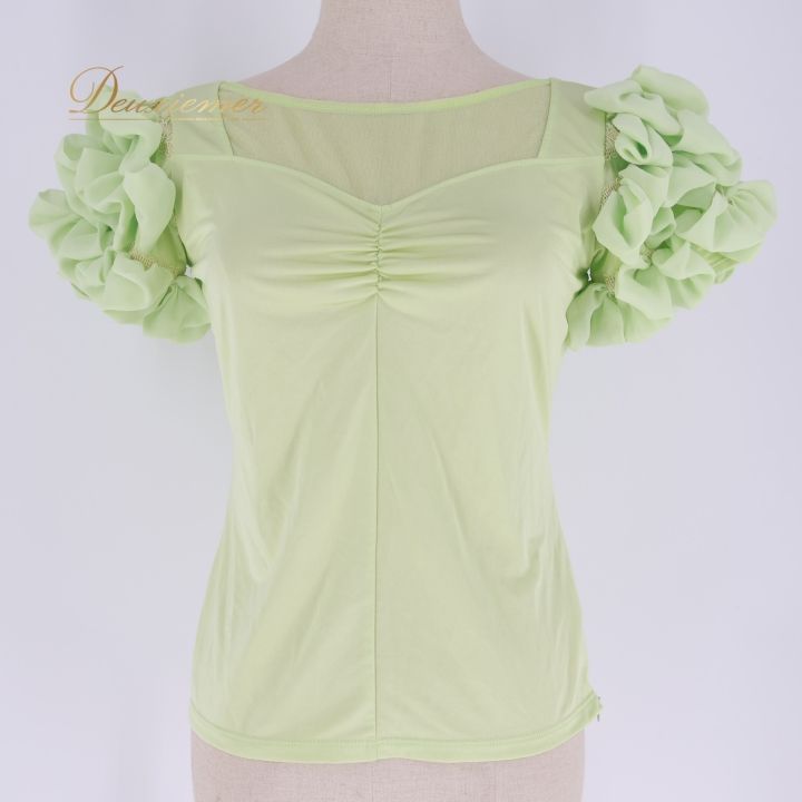 社交ダンス 衣装 トップス ブラウス グリーン系 チャコットロイヤル