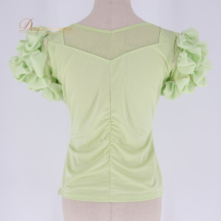 社交ダンス 衣装 トップス ブラウス グリーン系 チャコットロイヤル