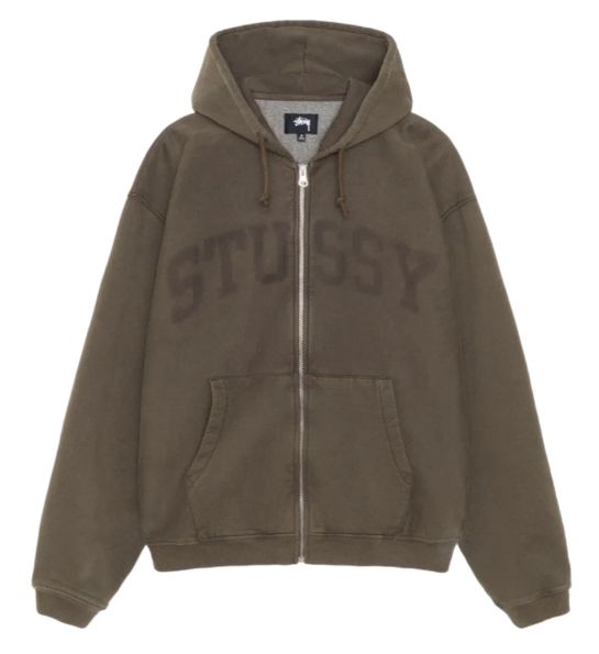 STUSSY フェイディド グラフィック ジップ フーディー オリーブ