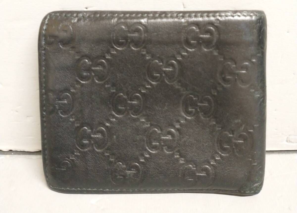 GUCCI グッチ 本革 シマ GG 2つ折り財布 145754 GUCCI グッチ シマ コンパクトウォレット 札入れ 2つ折り財布 GG