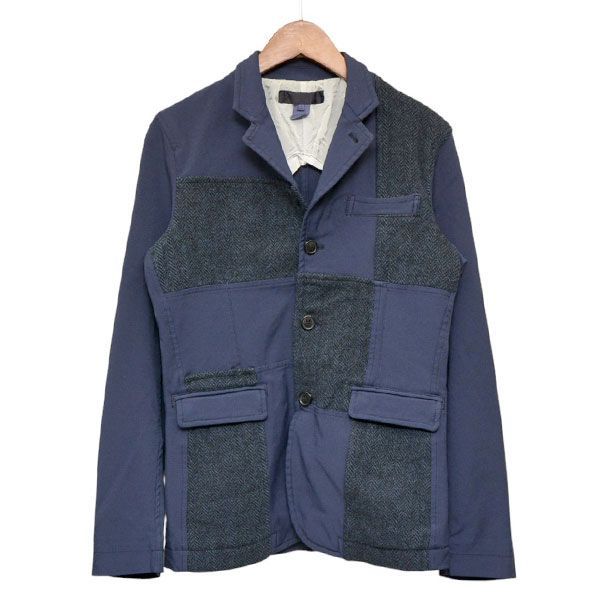 COMME des GARCONS SHIRT コムデギャルソンシャツ 2011 AW ヘリンボーン切替ポリエステル縮絨テーラードジャケット パッチワークジャケット W 19111
