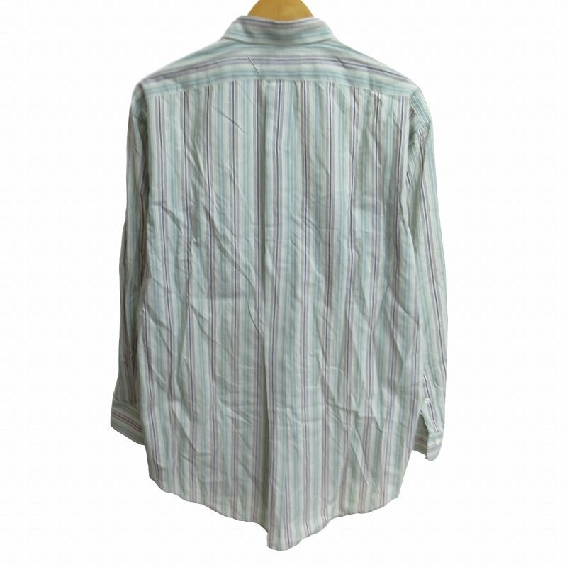 ポロ ラルフローレン POLO RALPH LAUREN ヴィンテージ 90s ストライプシャツ 長袖 白 緑 紫 ホワイト グリーン パープル L 1105 GY09