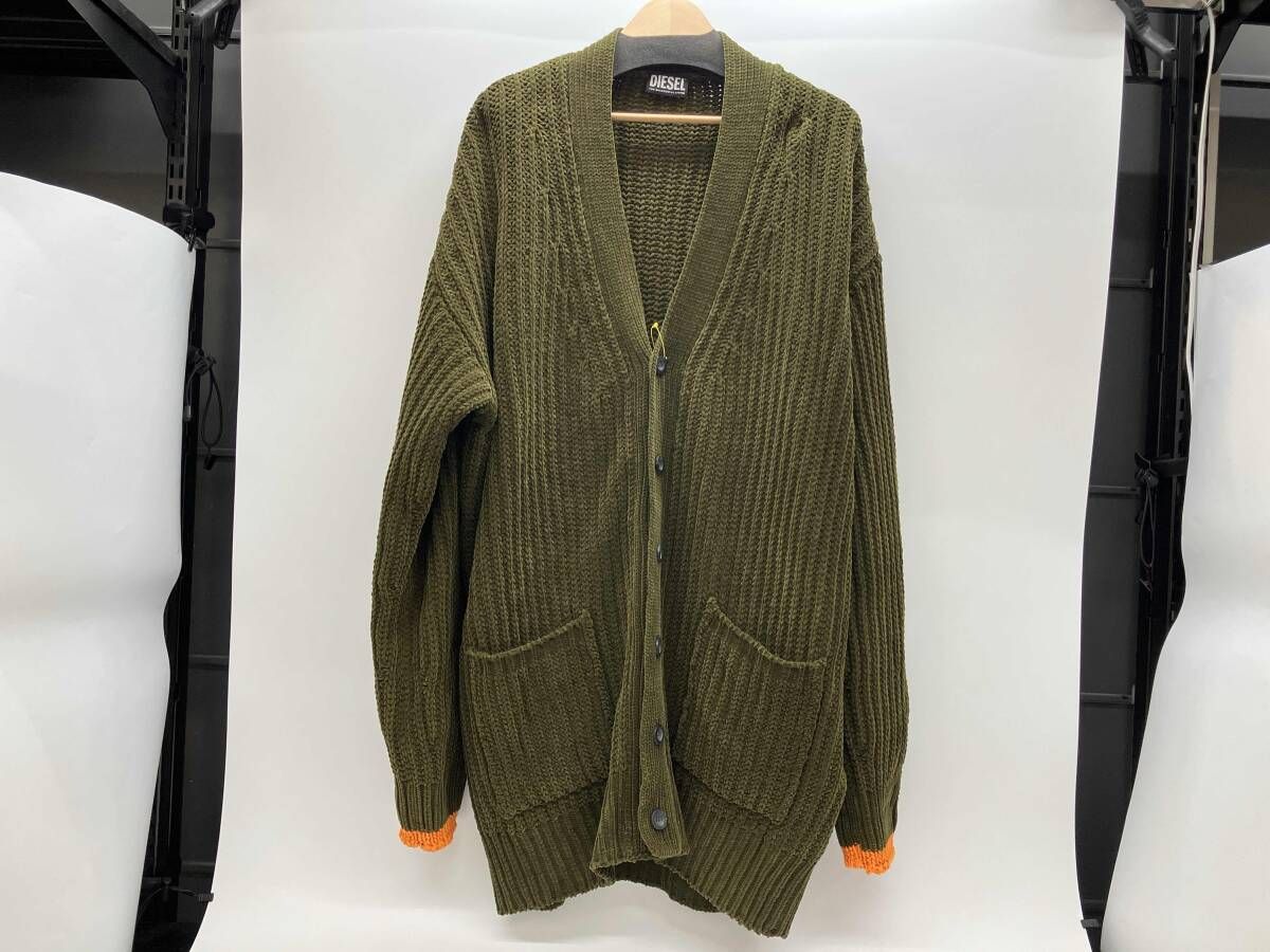秋冬 DIESEL K MORENO A 04069 ディ ゼル 長袖ロ ゴ ゲ ジカ ディガン L モスグリ ン