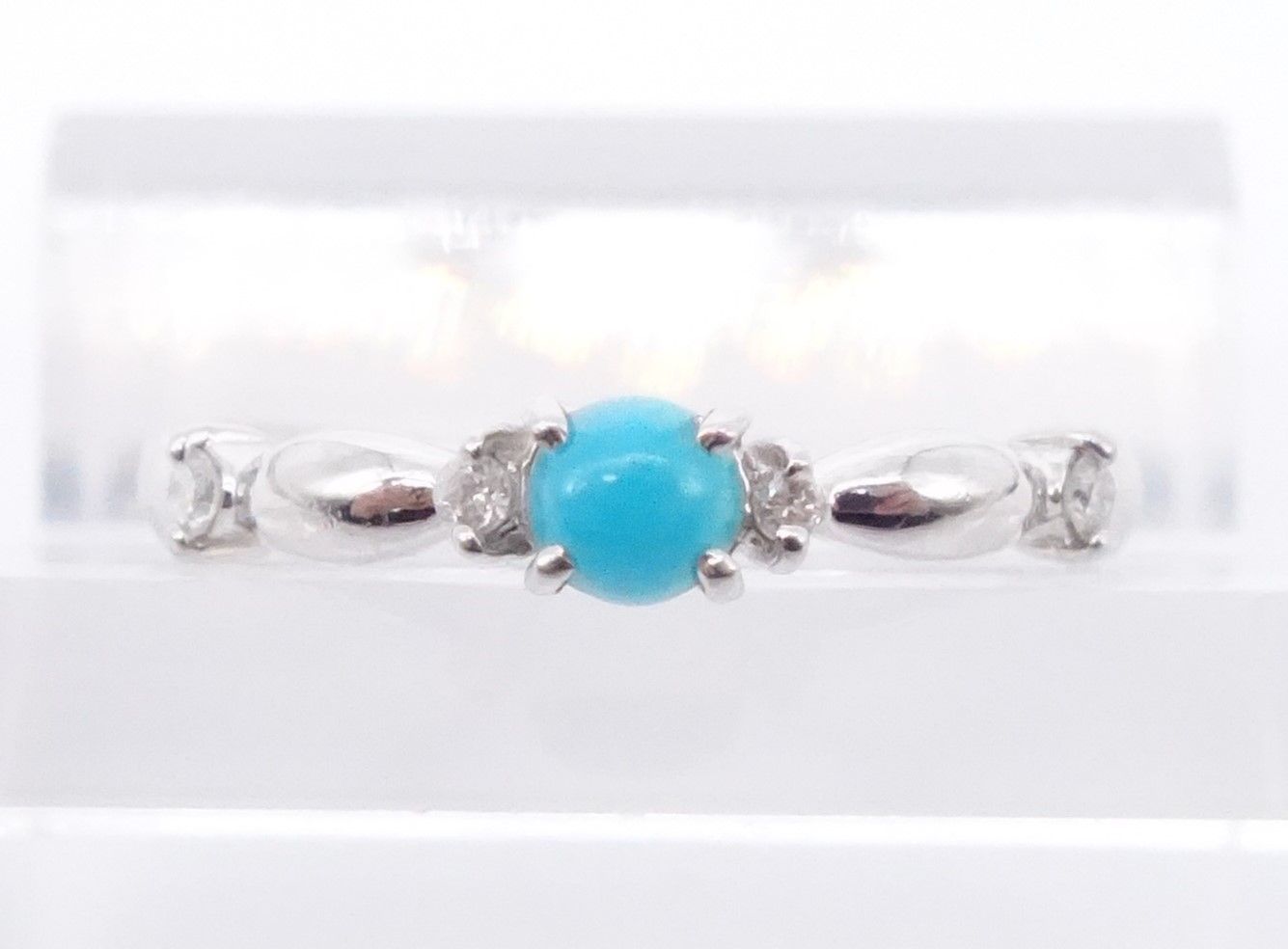 PT900 2.2g プラチナリング 8号 D0.04CT ターコイズ トルコ石