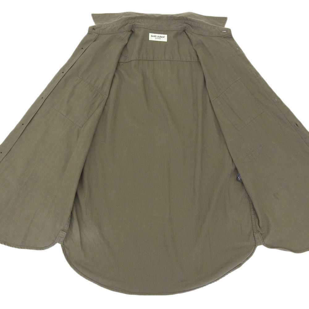SAINT LAURENT PARIS サンローランパリ トップス S カーキ メンズ SAINT LAURENT PARIS サンローランパリ コットン 長袖シャツ トップス
