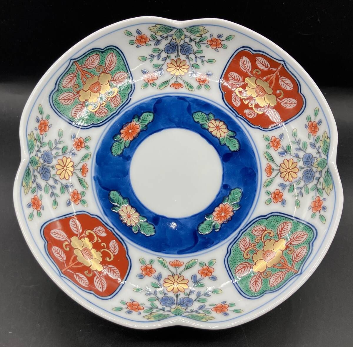 木 き 其泉 銘々皿揃 セット 染錦 輪花皿