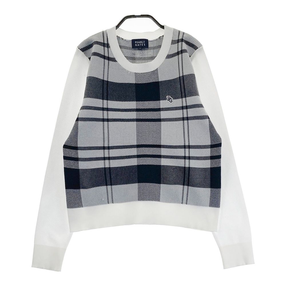 サイズ 1 PEARLY GATES パーリーゲイツ 2025年モデル ニットセーター チェック柄 グレー系 ゴルフウェア レディース ストスト