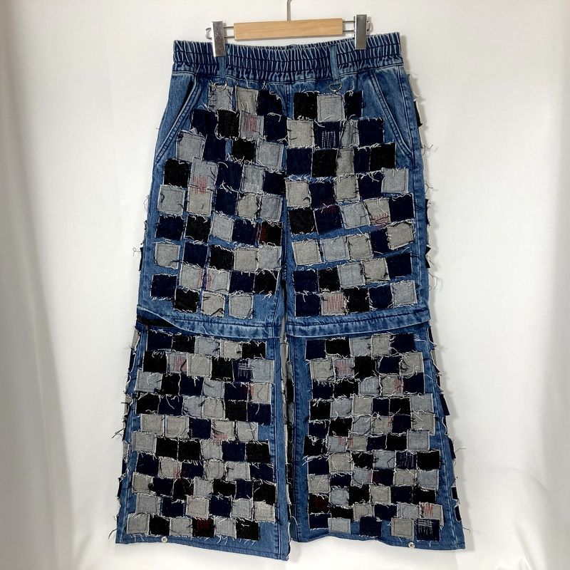 A GOOD BAD ア グッド バッド インフルエンス パッチワーク 2 WAY デニムパンツ ジーンズ Gパン ジーパン オーバーサイズ メンズ Lサイズ インディゴ ボトム 15445